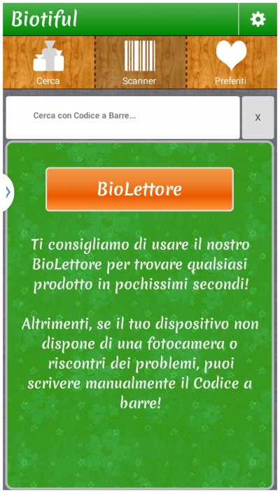 Beauty app Biotiful scanner codice a barre